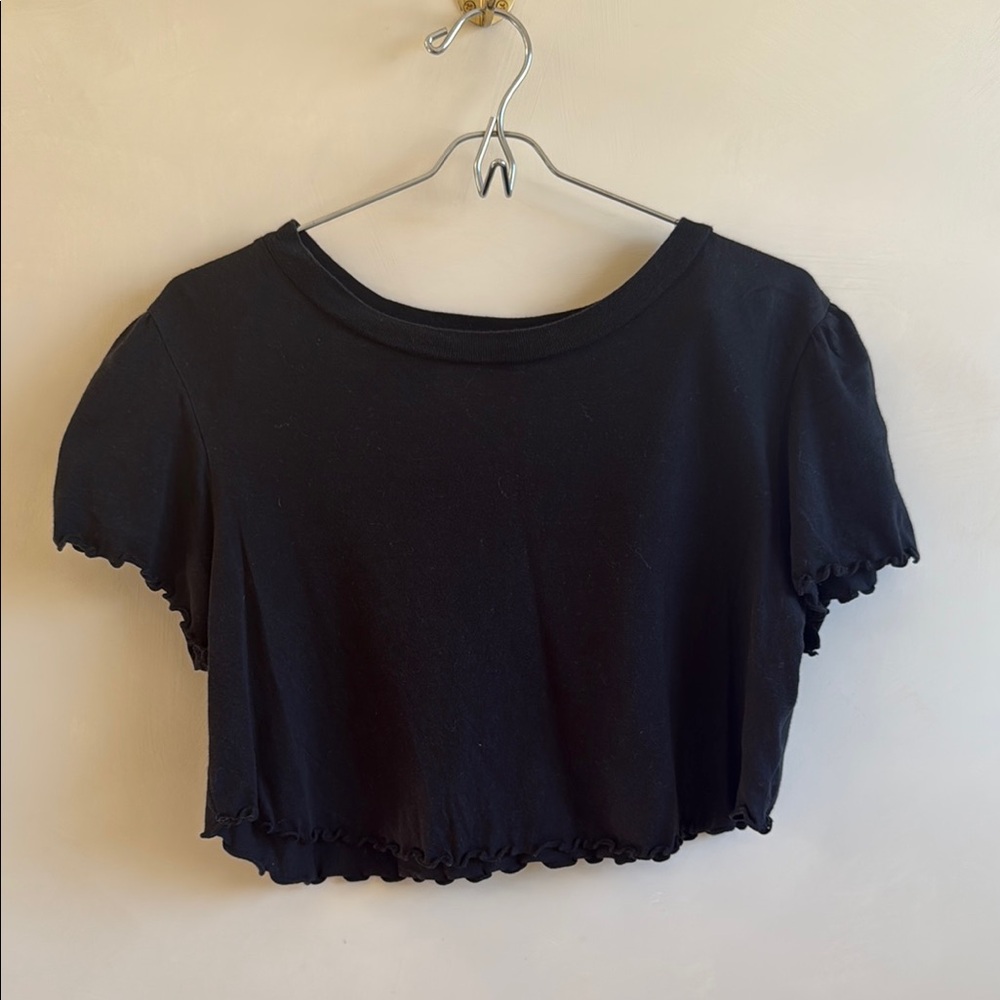 Stone Cold Fox Black Ruffled Crop T-Shirt